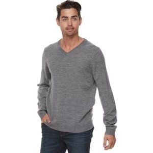 Apt 9 Men Woolblend Merino Vneck Gray 